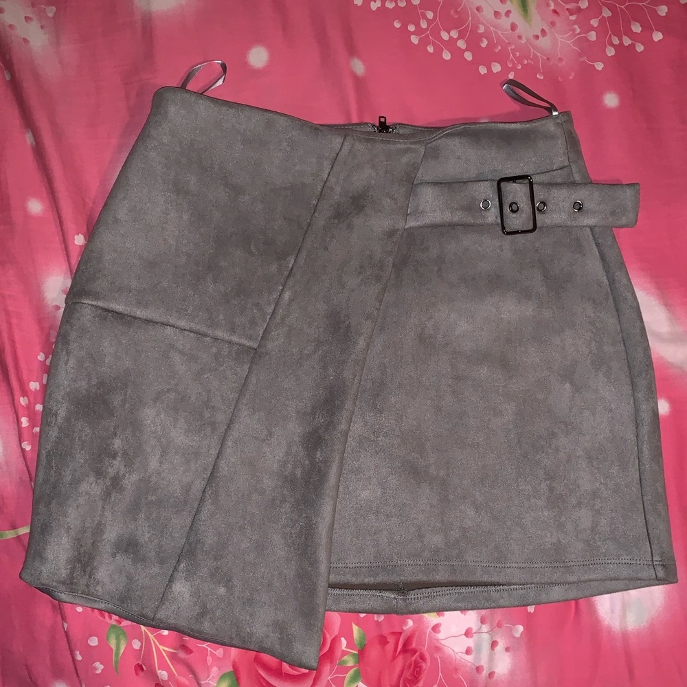 Asymmetrical Suede Skirt